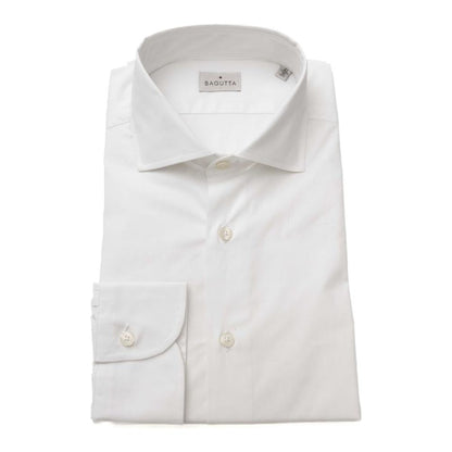 Bagutta White Cotton Men's Shirt Slim Fit With French Collar
