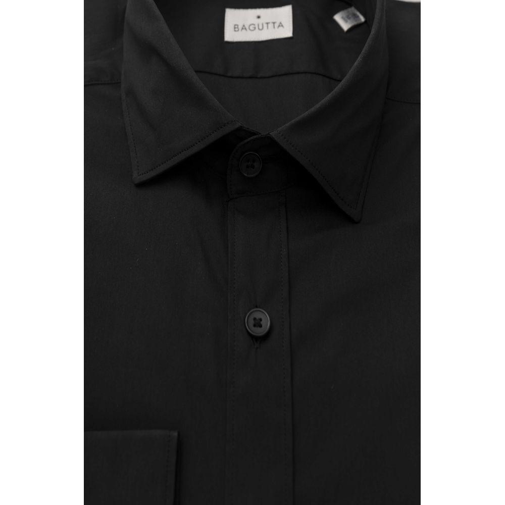 Bagutta Black Cotton Men Slim Shirt