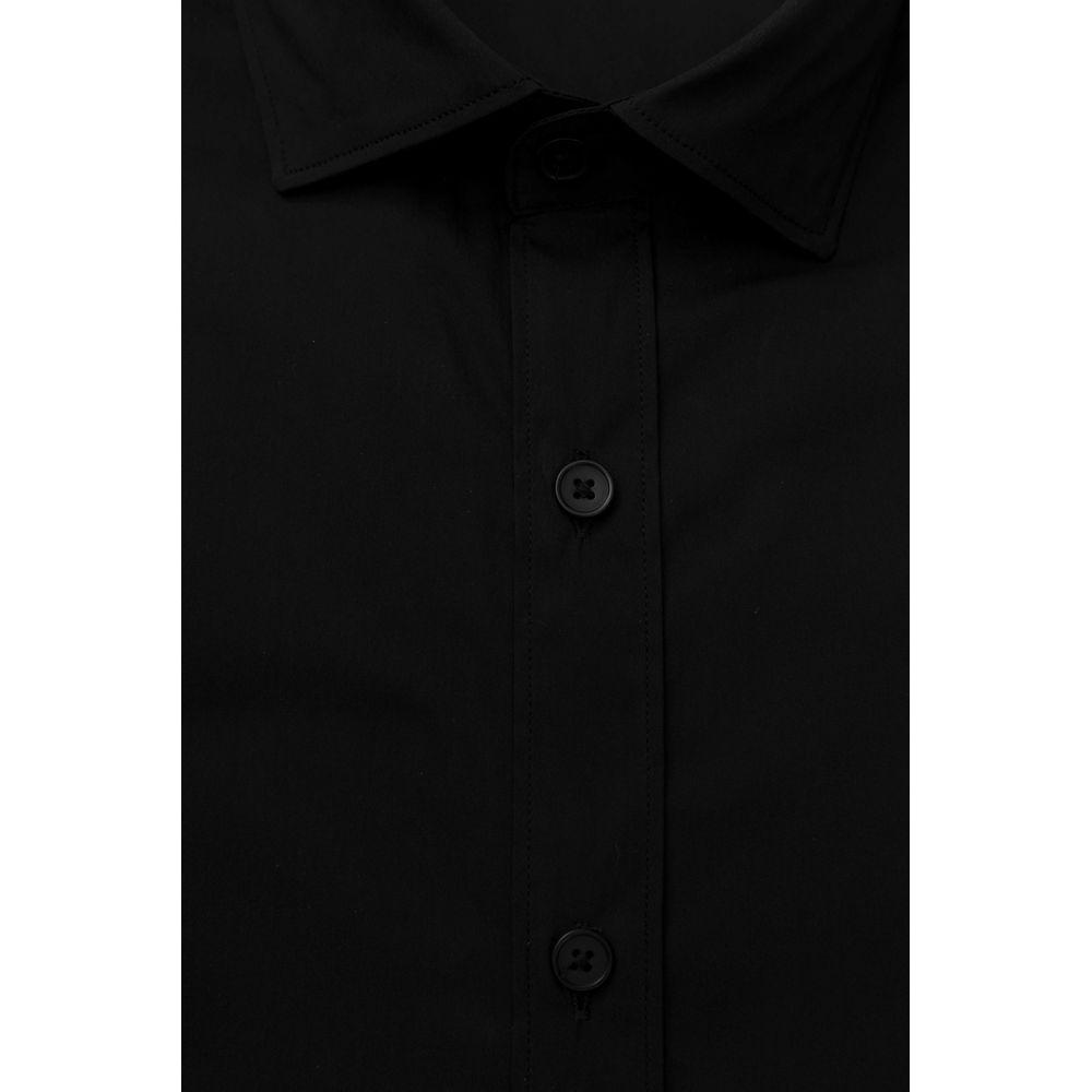 Bagutta Black Cotton Men Shirt with French Collar