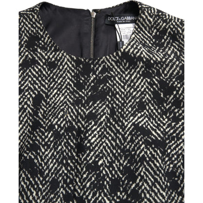 Dolce & Gabbana Black Chevron Polyester Shift Mini Dress