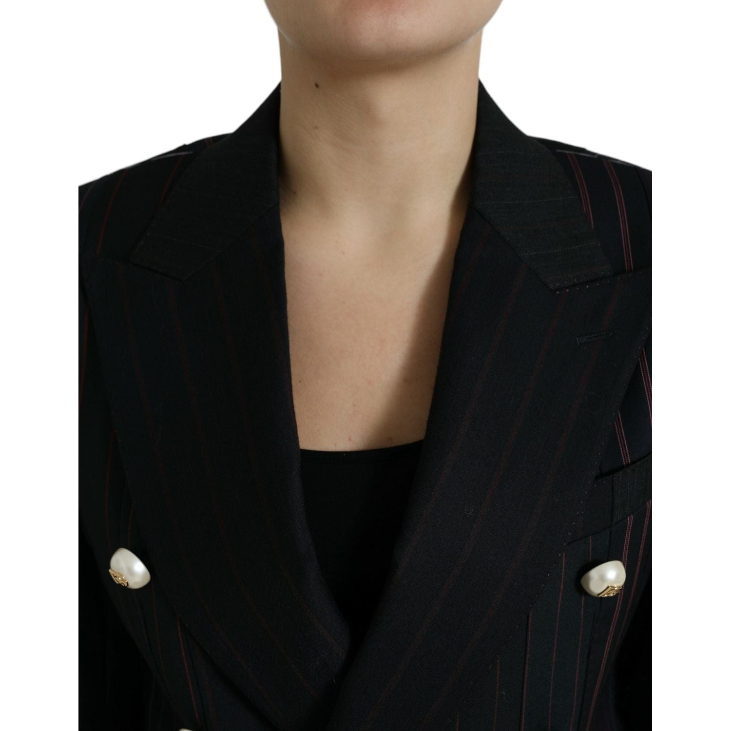 سترة صوفية أنيقة مخططة مزدوجة الصدر من دولتشي آند غابانا