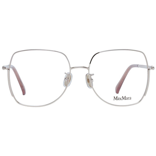 Max Mara Gold Women Glasses Frame in metal with full-rim trapezium style, 55-17-140 size, branded case included.