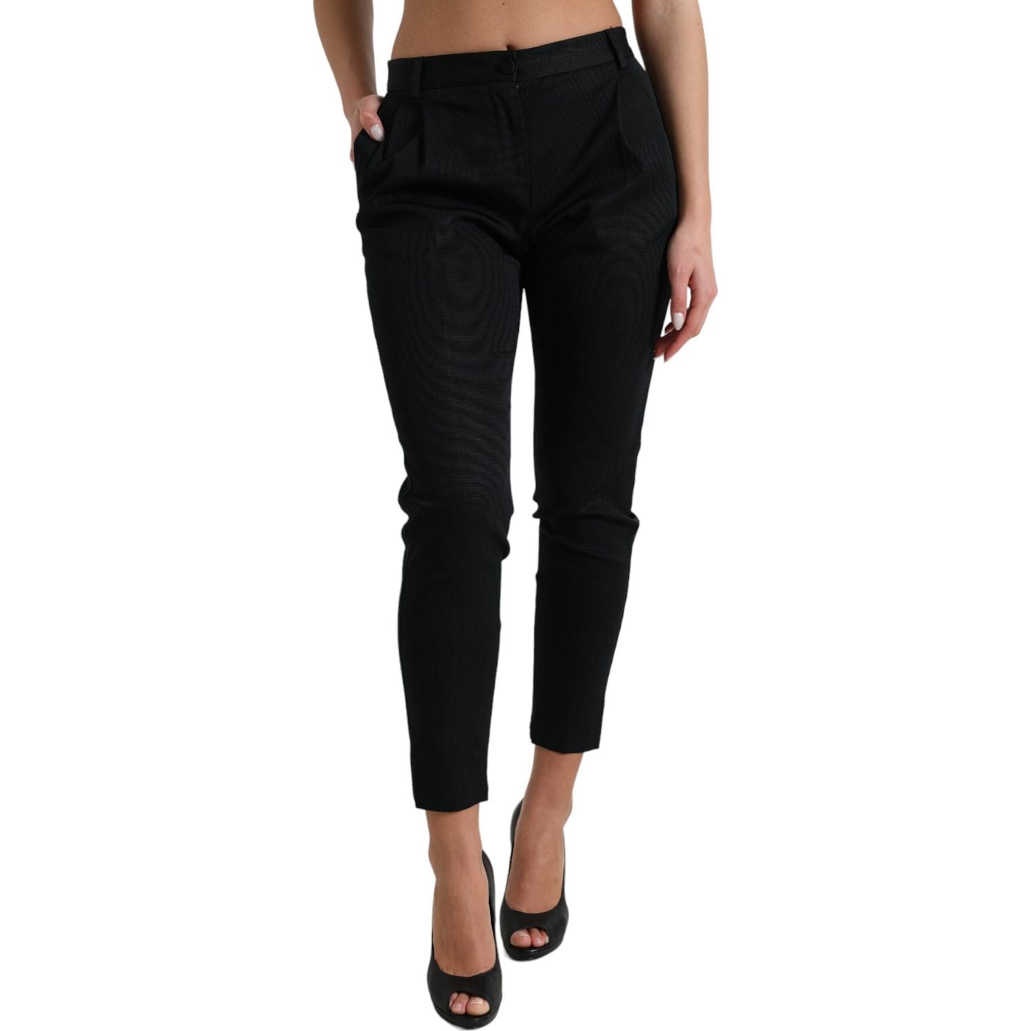Dolce & Gabbana Black Mid Waist Skinny Cropped Pants