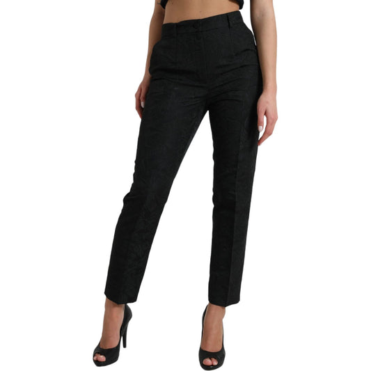 Dolce & Gabbana Black Polyester High Waist Tapered Pants