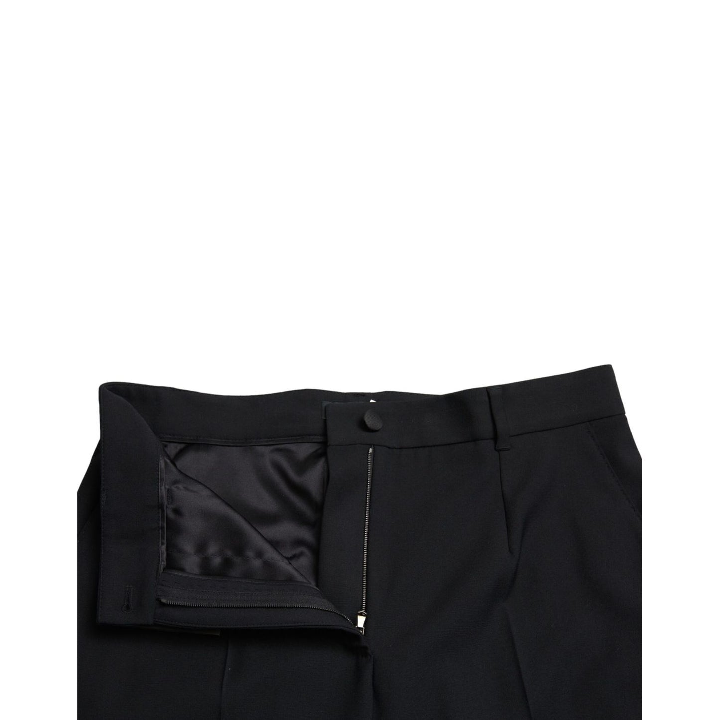 Dolce & Gabbana Black Wool High Waist Straight Pants