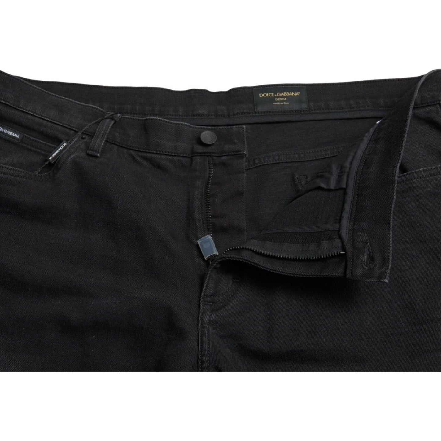 Dolce & Gabbana Black Cotton Stretch Bermuda Denim Shorts
