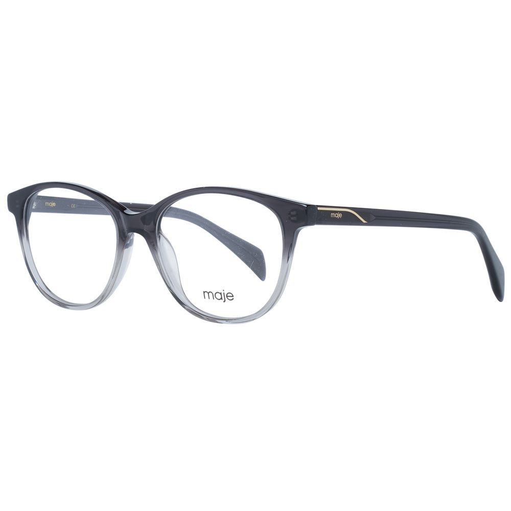 Maje Black Women Glasses Frame, round full-rim style with black plastic frame and demo lenses, size 51-16-140.