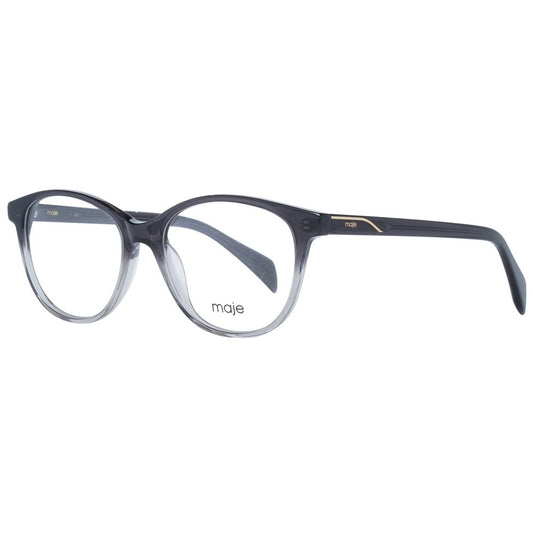 Maje Black Women Glasses Frame, round full-rim style with black plastic frame and demo lenses, size 51-16-140.