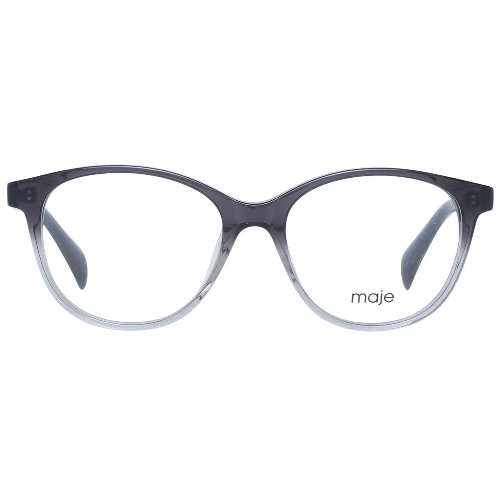 Maje Black Women Glasses Frame in full-rim round style with black plastic frames and demo lenses, model size 51-16-140.