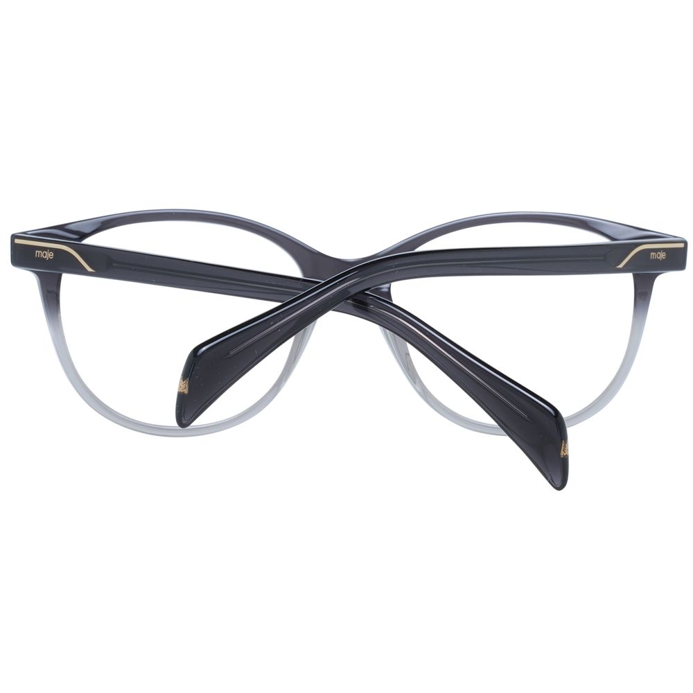 Maje Black Women Glasses Frame, full-rim round style with black plastic frame, demo lenses, size 51-16-140, includes branded case.