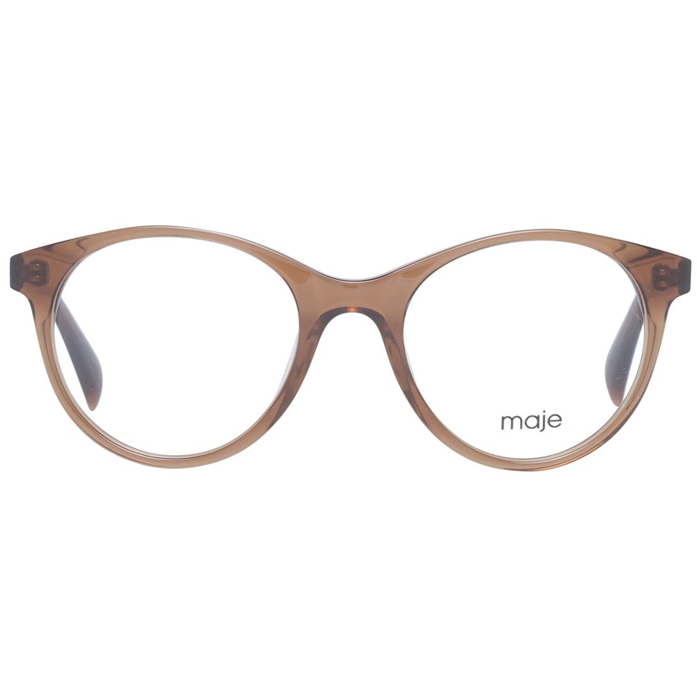 Maje Brown Women Glasses Frame with round full-rim brown plastic frame and demo lenses.