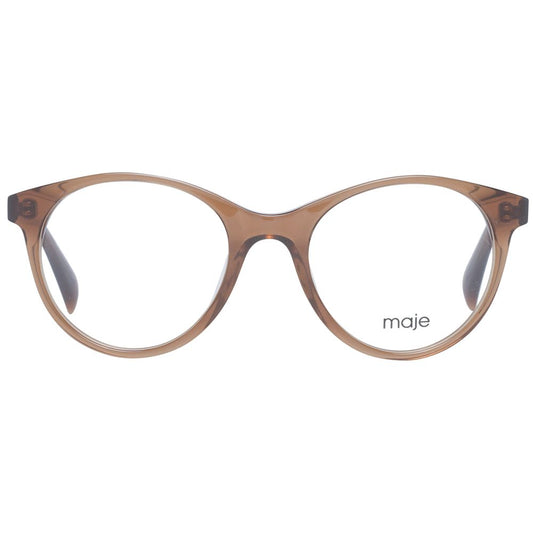 Maje Brown Women Glasses Frame with round full-rim brown plastic frame and demo lenses.