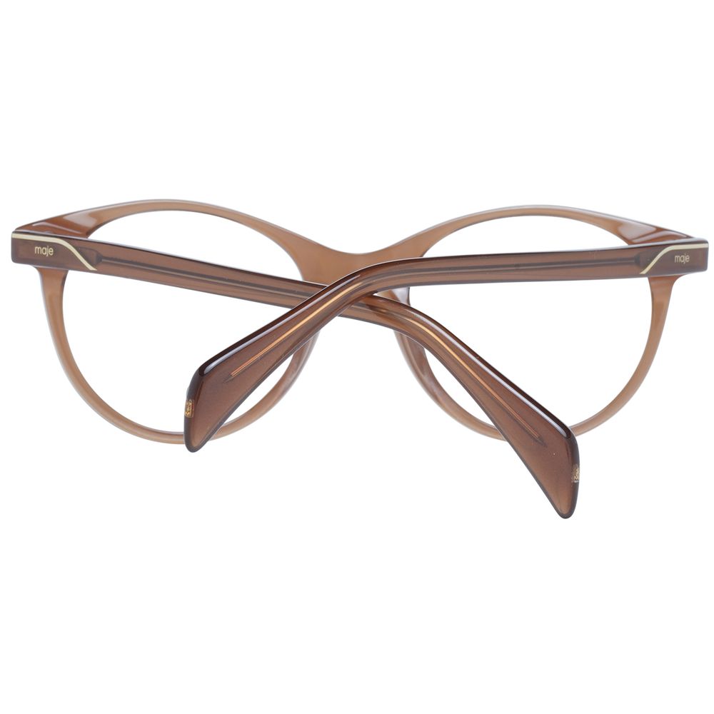 Maje Brown Women Glasses Frame in plastic, full-rim round style with demo lenses, 49-19-140 size, brown color with branded case included.