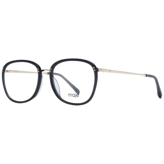 Maje Black Women Glasses Frame, full-rim trapezium style, black acetate, 52-17-135 size, demo lenses with branded case included.