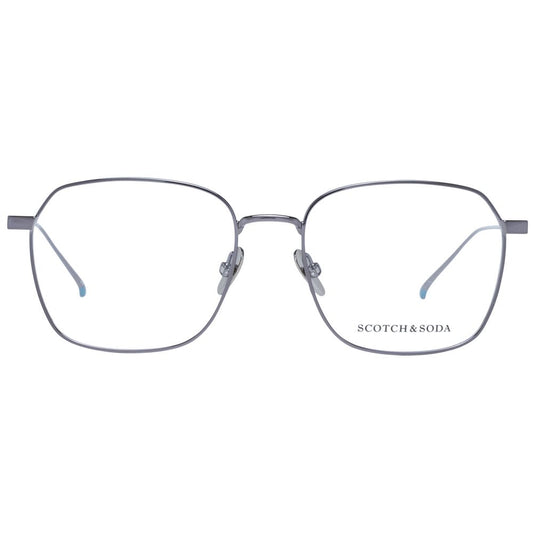 Scotch & Soda Gray Men Glasses Frame in gunmetal metal, full-rim square style with demo plastic lenses, size 53-18-140.
