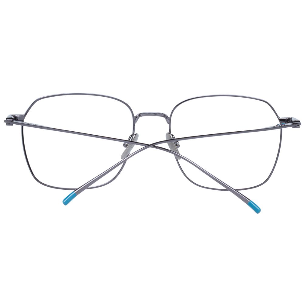 Scotch & Soda Gray Men Glasses Frame in gunmetal metal with full-rim square style, demo lenses, size 53-18-140, includes branded case.