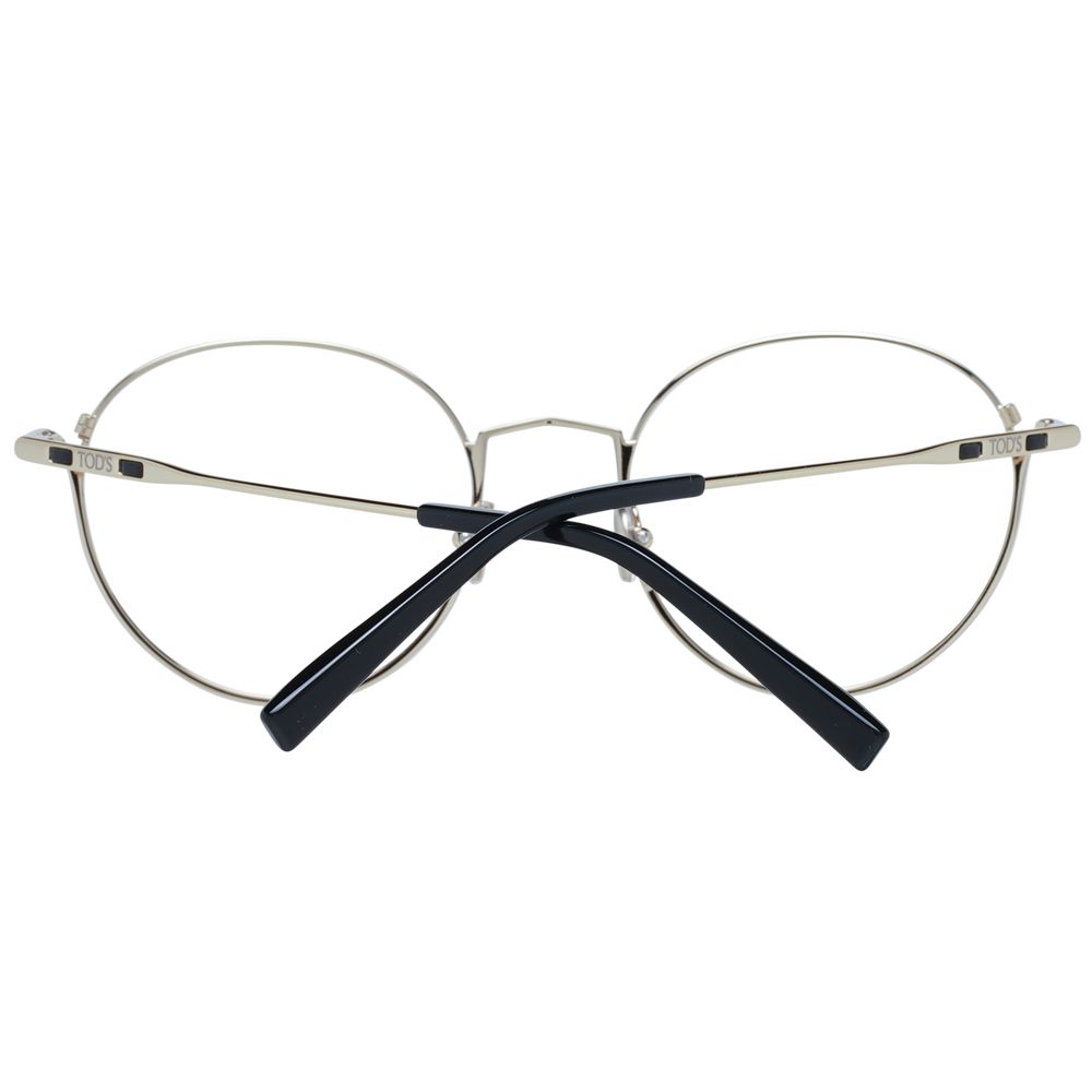 Tod's Black Women Glasses Frame, round full-rim style, metal frame, black color, demo lenses, includes branded case, no spring hinge
