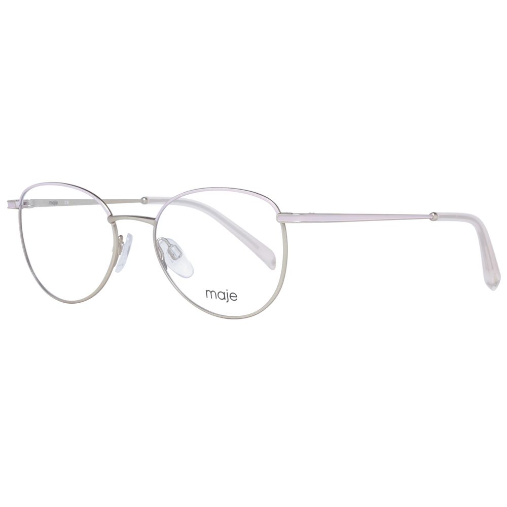 Maje Gold Women Glasses Frame with full-rim oval design, metal material, lens width 50mm, bridge 17mm, temple length 135mm.