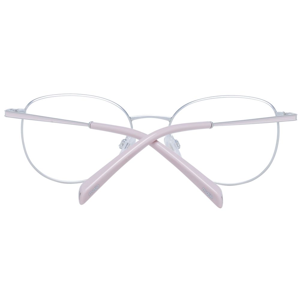 Maje Silver Women Glasses Frame with full-rim oval design made of metal, silver color, demo lenses, includes branded case.