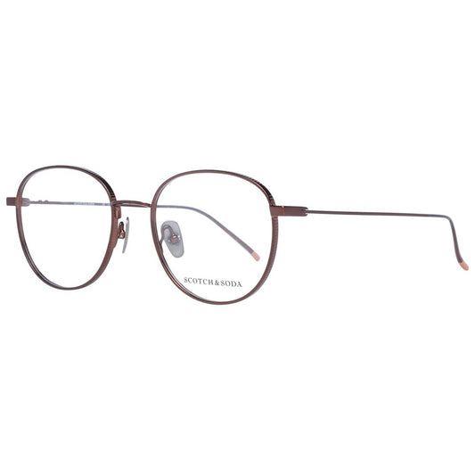 Scotch & Soda Brown Men Glasses Frame, full-rim round style with metal brown frame, demo lenses.