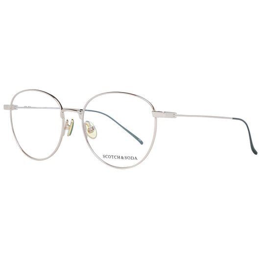 Round full-rim Scotch & Soda Gold Women Glasses Frame in metal, featuring gold color and demo lenses, with branded case included.