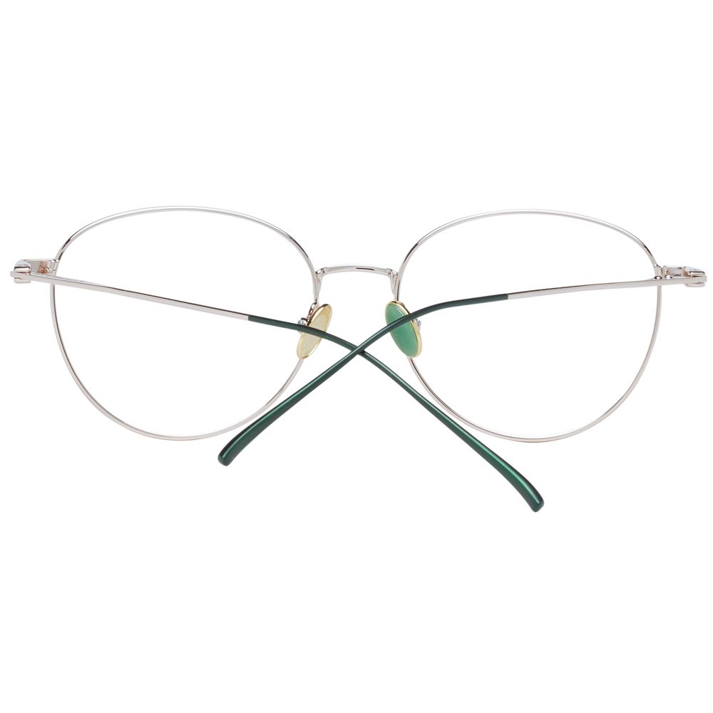 Scotch & Soda Gold Women Glasses Frame in metal, full-rim, round style with demo lenses included, no spring hinge, size 52-16-135.