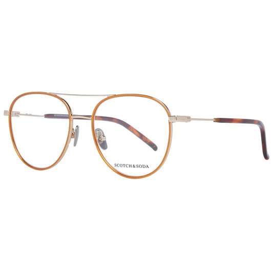Scotch & Soda Gold Men Glasses Frame, aviator style, metal full-rim with 100% UVA & UVB protection, includes branded case.