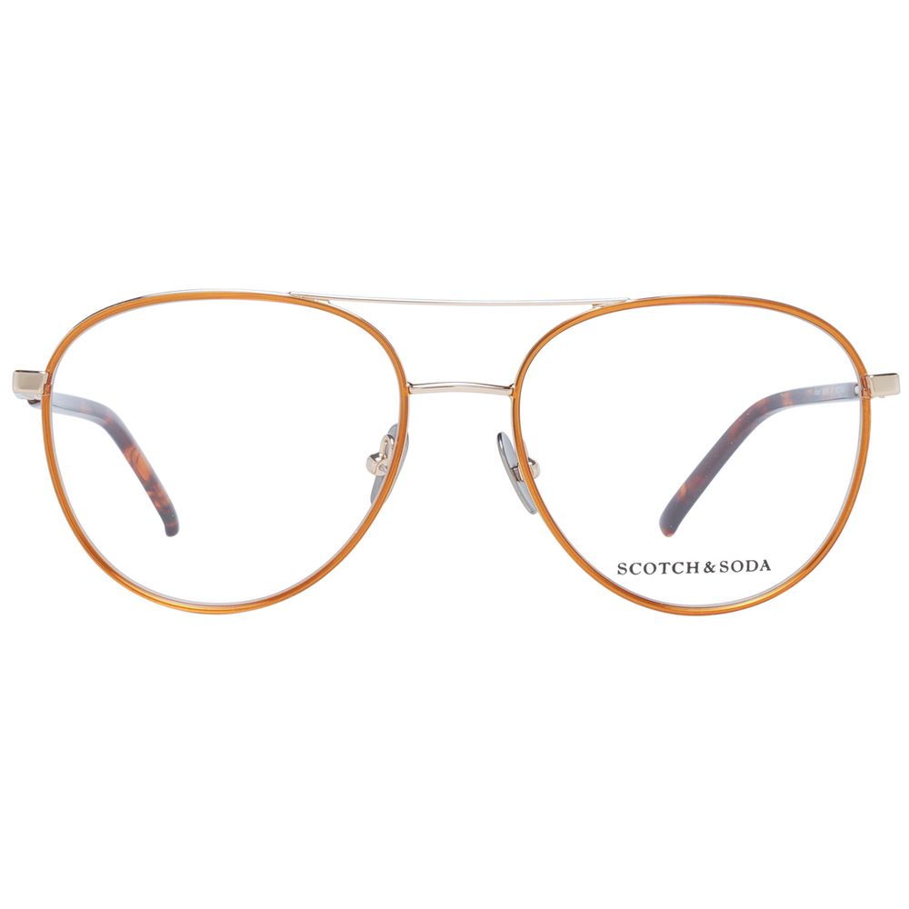 Scotch & Soda Gold Men Glasses Frame, metal aviator style with demo lenses, full-rim, 100% UVA & UVB protection, size 54-17-140.