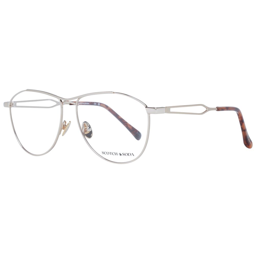 Scotch & Soda Gold Men Glasses Frame, aviator style, full-rim, metal frame, 55-13-140 size, 55mm lenses width, demo glasses with plastic lenses.