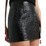Dolce & Gabbana Black Cotton High Waist Fitted Mini Skirt