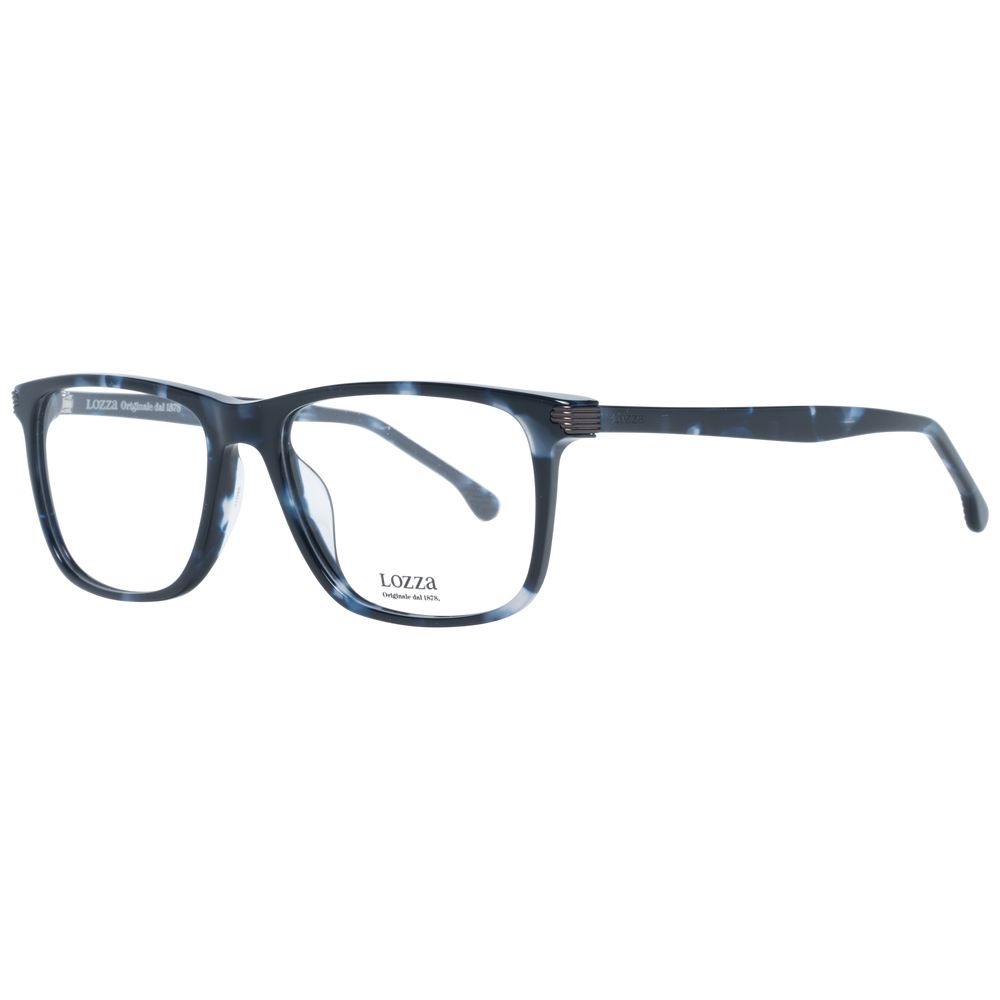 Lozza Blue Men Glasses Frame with full-rim square design, acetate material, blue color, 54mm lens width, includes branded case.
