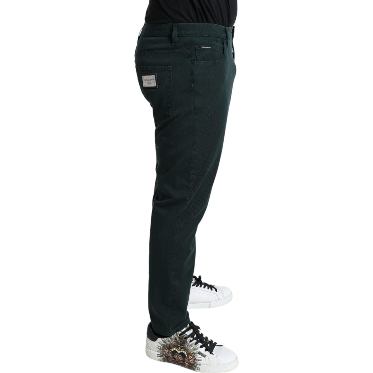 بنطلون جينز ضيق أنيق باللون الأخضر من دولتشي آند غابانا