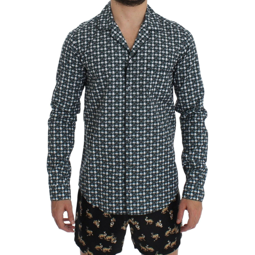 Dolce & Gabbana Green Hat Print Cotton Pajama Shirt Sleepwear SIG12381-4