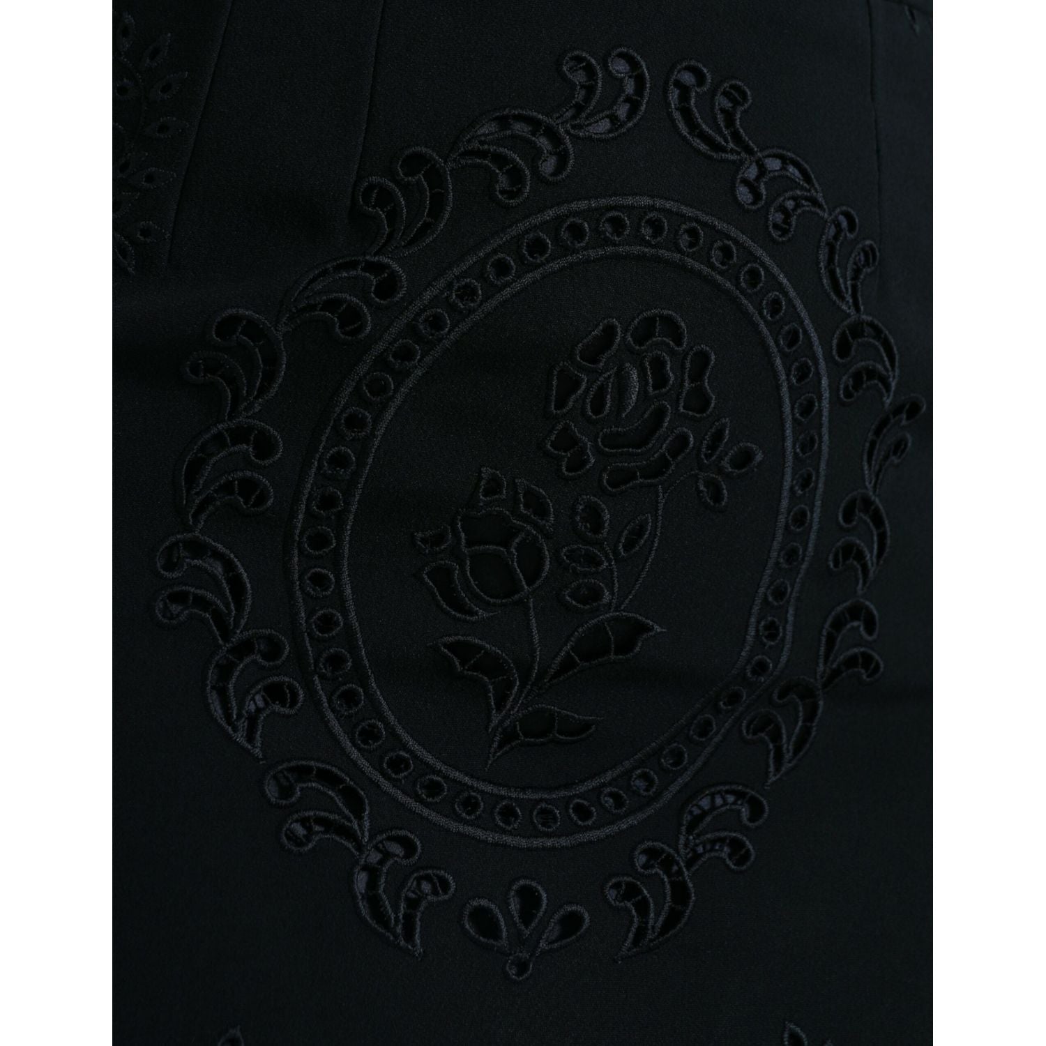 Dolce & Gabbana Black Floral Lace Viscose Bodycon Midi Dress