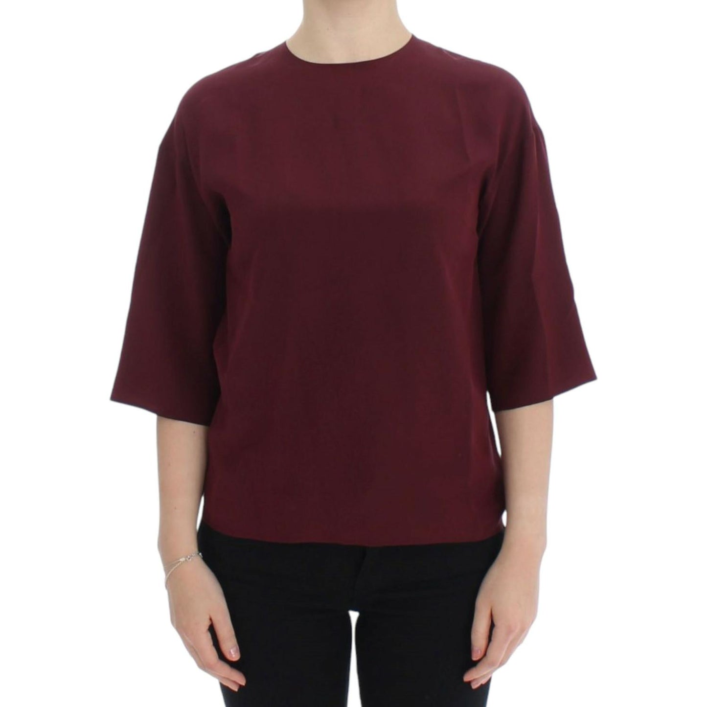 Dolce & Gabbana Red 3/4 sleeve silk blouse SIG13327-1