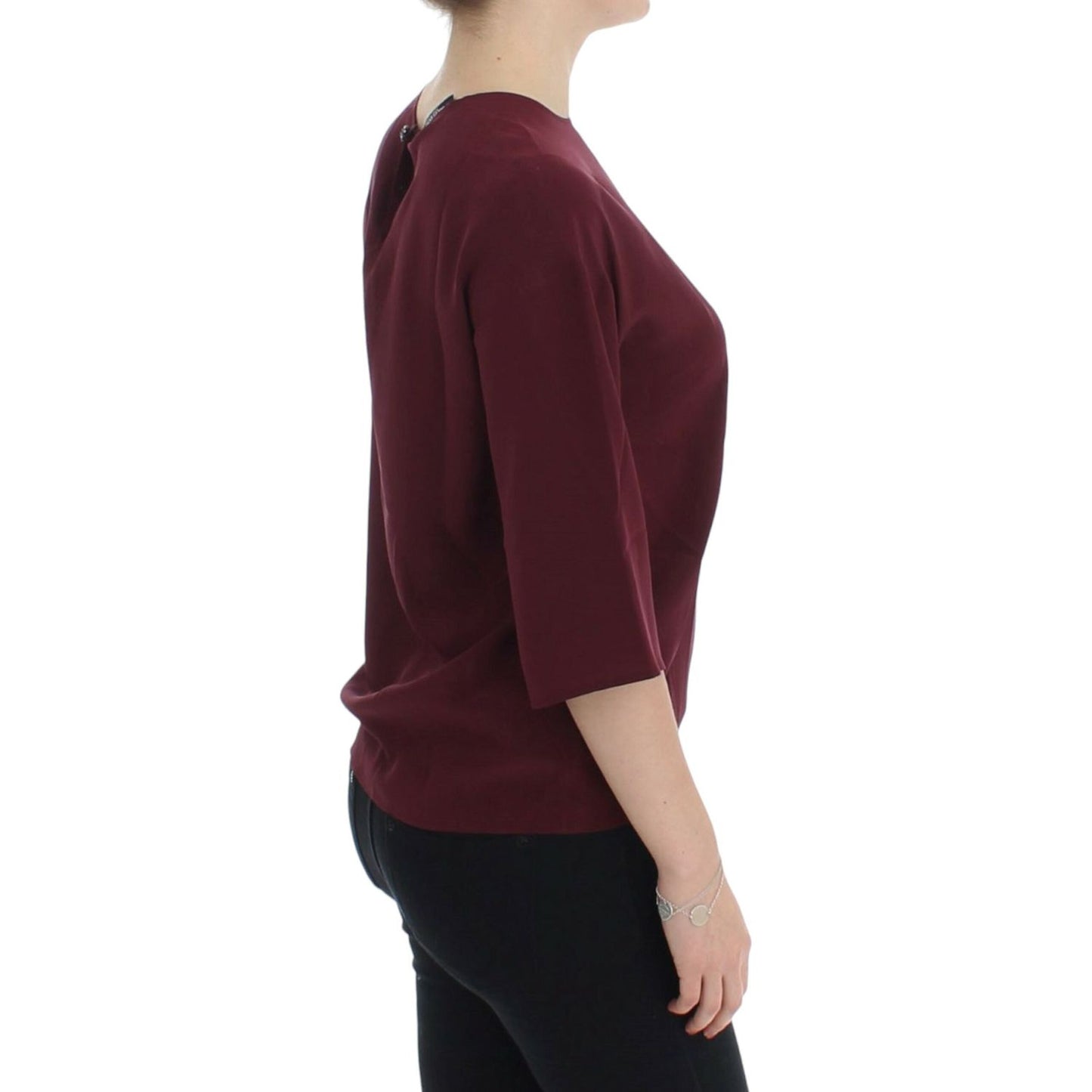 Dolce & Gabbana Red 3/4 sleeve silk blouse SIG13327-1