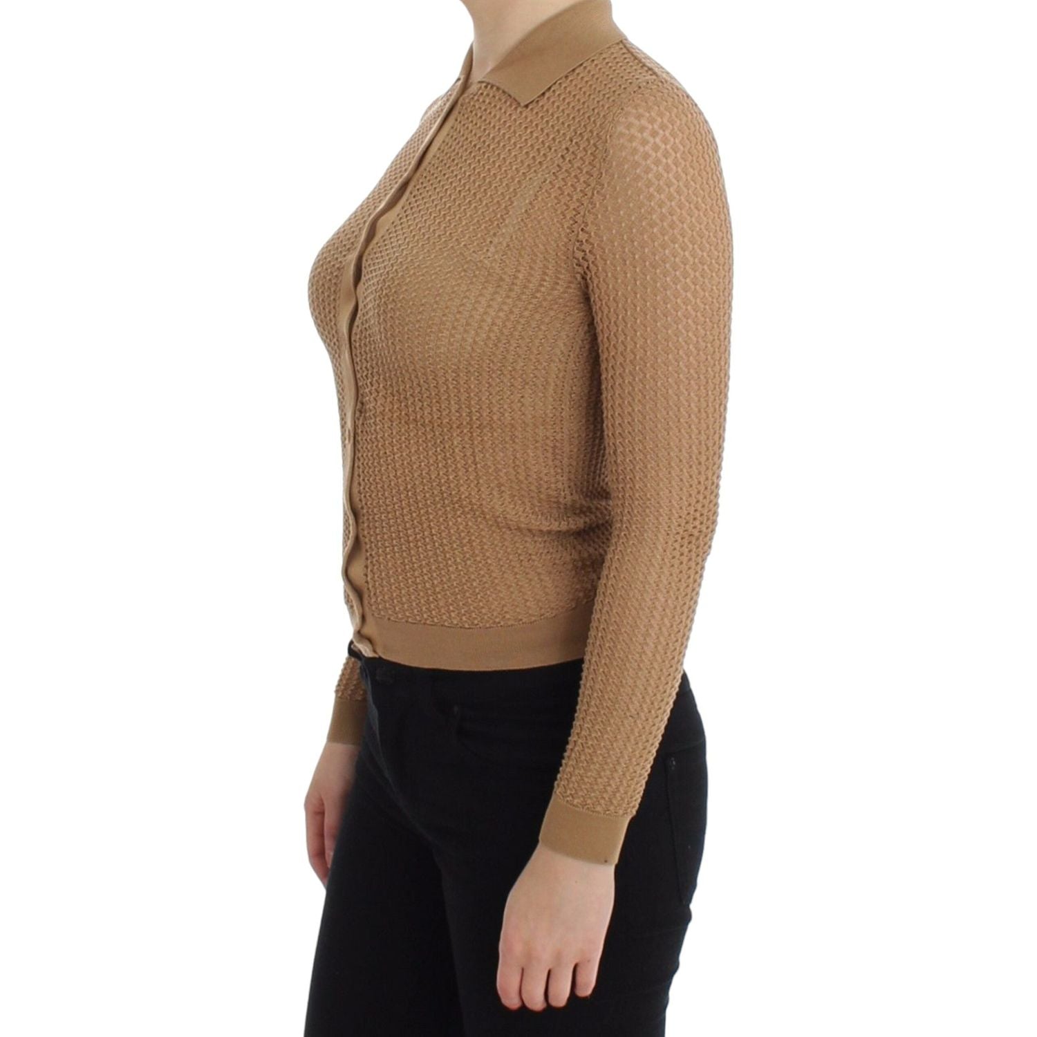 سترة بولو من القطن المحبوك باللون البيج من دولتشي آند غابانا