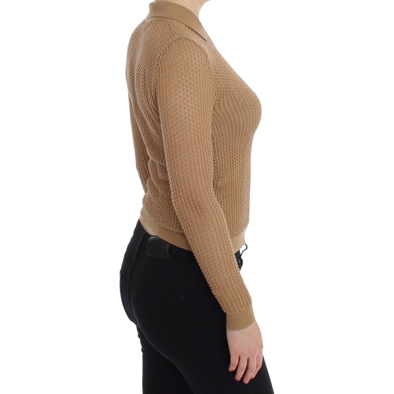 سترة بولو من القطن المحبوك باللون البيج من دولتشي آند غابانا