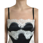Dolce & Gabbana Black White Lace See Through A-Line Sleeveless Dress