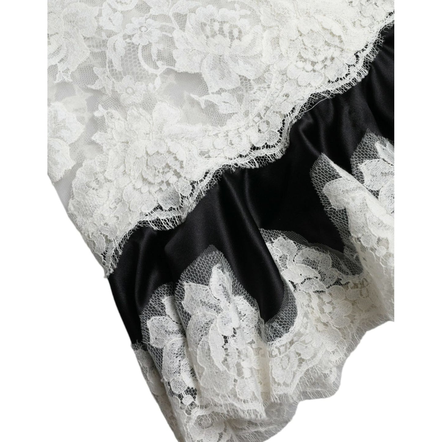 Dolce & Gabbana Black White Lace See Through A-Line Sleeveless Dress