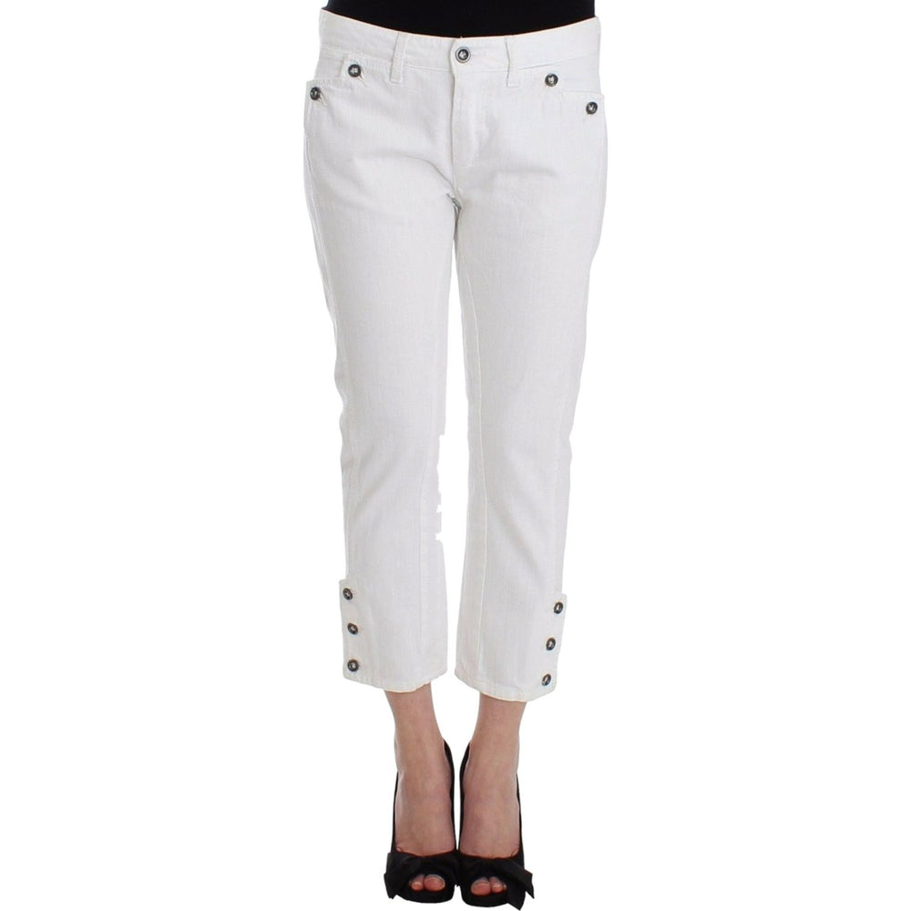Ermanno Scervino White Cropped Jeans Denim Pants Branded Capri SIG12447-1