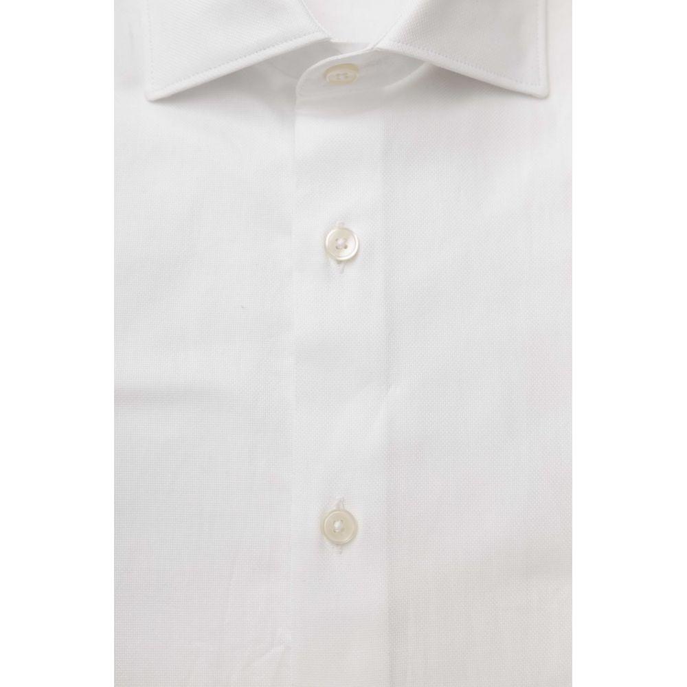 Bagutta White Cotton Men's Classic Shirt