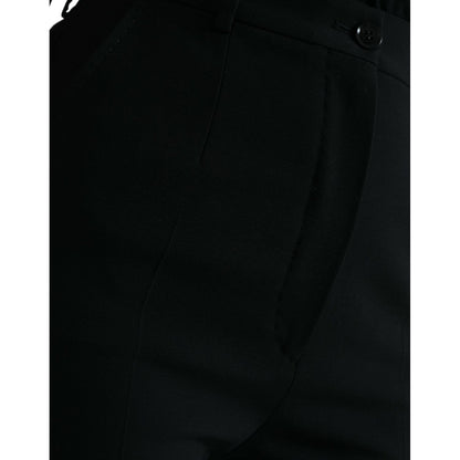 Dolce & Gabbana Black Wool High Waist Tapered Pants