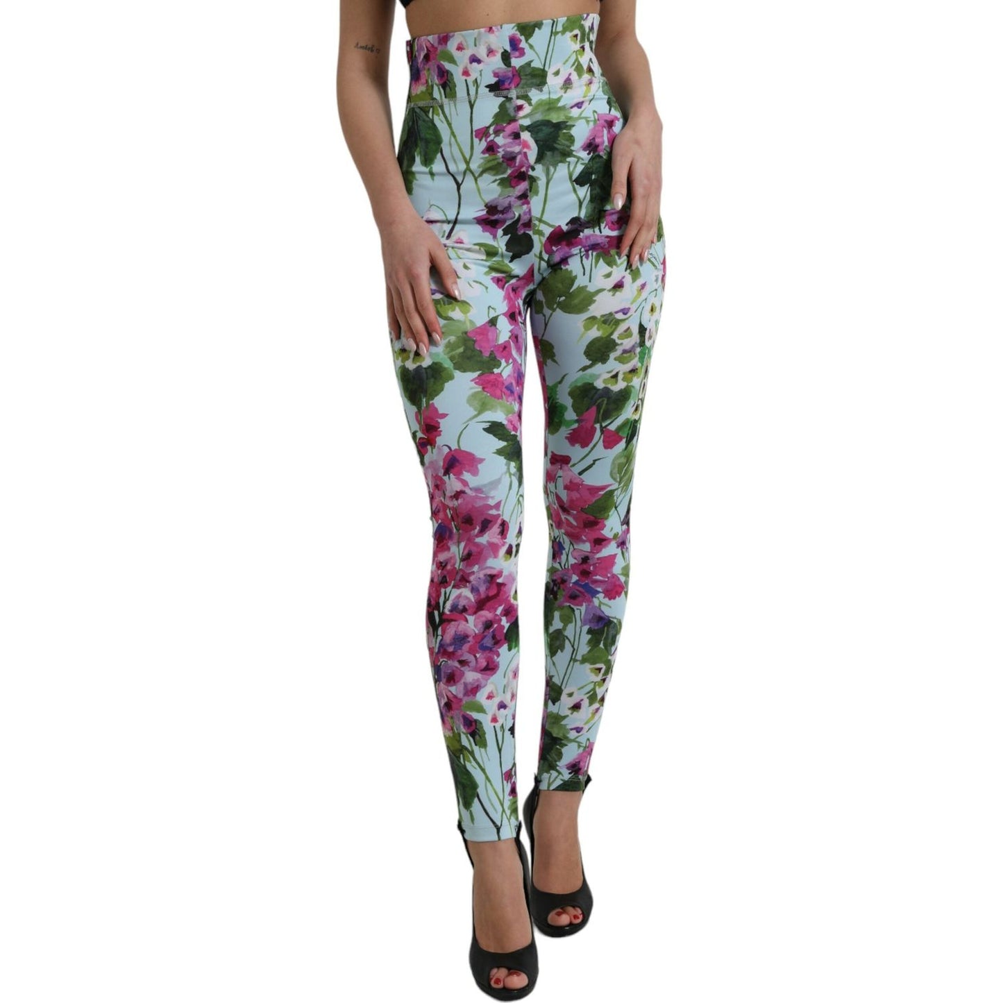 Dolce & Gabbana Multicolor Floral High Waist Leggings Pants