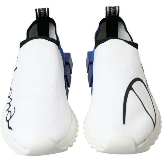 Dolce & Gabbana White Blue Sorrento Low Top Men Casual Sneakers Shoes MV5306-39.5
