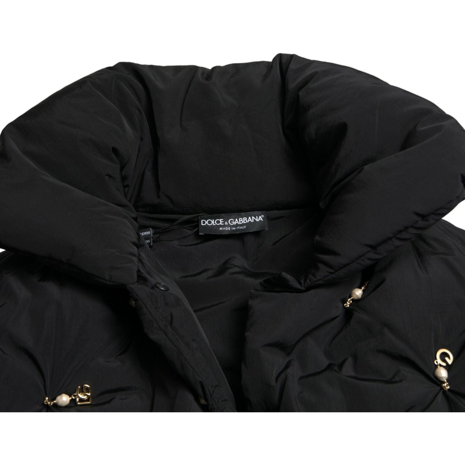 Dolce & Gabbana Black Embellished Quilted Shell Bomber Jacket
