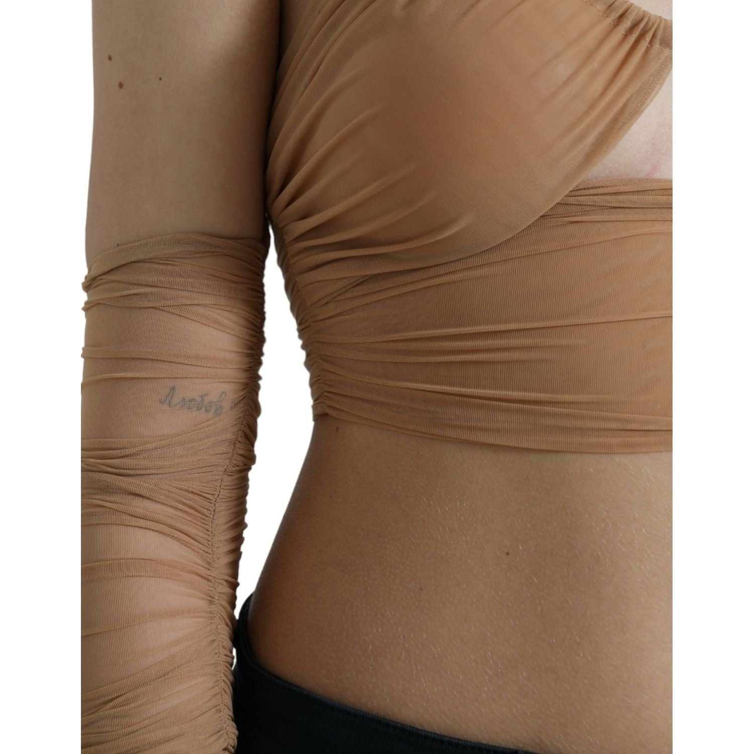 بلوزة دولتشي آند غابانا الأنيقة ذات الأكمام الطويلة باللون البني