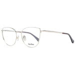 Max Mara Gold Women Glasses Frame in metal full-rim cat eye style with demo lenses, includes branded case.
