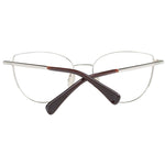 Max Mara Gold Women Glasses Frame with full-rim metal cat eye design, includes demo plastic lenses, and branded case.