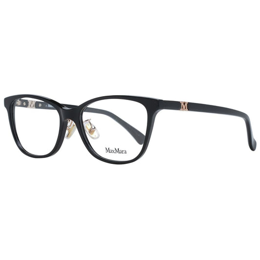 Max Mara Black Women Glasses Frame, full-rim plastic, rectangular style with demo lenses, includes branded case, 55-17-145 size.